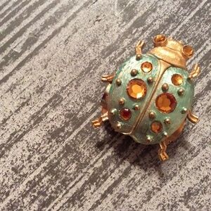 Vintage Rhinestone Ladybug Paper Clip